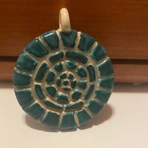 Ceramic Teal and Cream Hanging Ornament